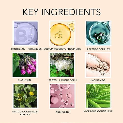 Go Beauty Daily Skin Brightening & Tightening Serum with Vitamin C, Niacinamide, Vitamin B5, Collagen & + 7 Peptide Complex for Dark Spots, Dull & Uneven Skin Tone ? Glowing Essence,1 fl. Oz