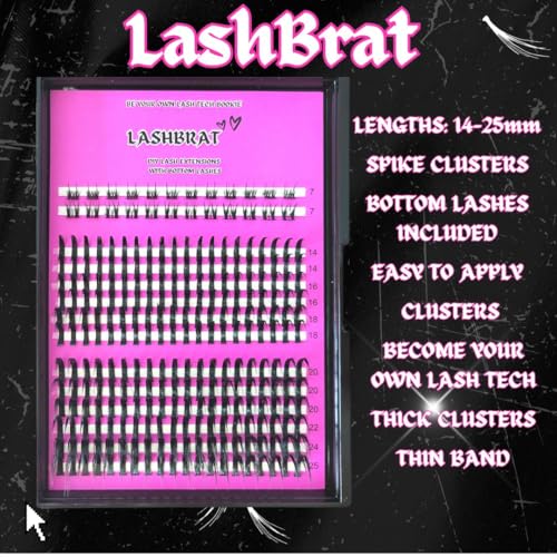 DIY Volume SPIKE Clusters + Bottom Lashes 14-25mm Longest Thickest Eyelash SPIKES 150D D curl Individual Lash Cluster Kit Cluster Spikes