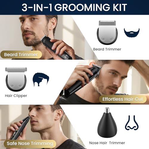 Ufree 3-in-1 Beard Trimmer for Men, IPX6 Waterproof Electric Razor