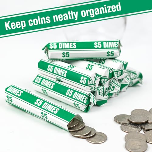 THEBLUETOUCH 100 pcs White Kraft Flat Coin Wrappers for Dimes - 100 Dimes Only