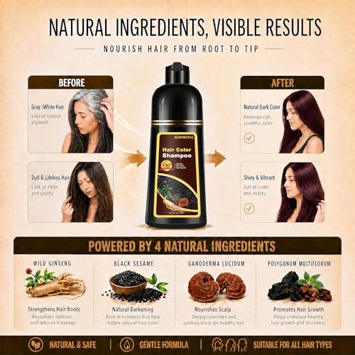 NCEPROHR Dark Burgundy Hair Dye Shampoo for Gray Coverage - 16.90 Fl Oz