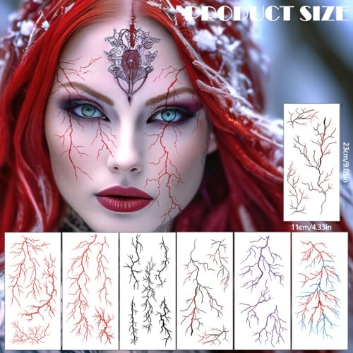 6 Sheets Halloween Temporary Tattoos Blood Vessel Scars