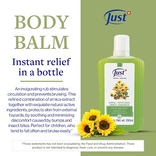 Arnica Body Lotion Balm, 290ml. Alternative Pre-Work Out Balm, Soothes Joint Pain & Muscle Cramps. Refreshing Balm For Bruises & Itches. Arnica Body Balm by Swiss Just.