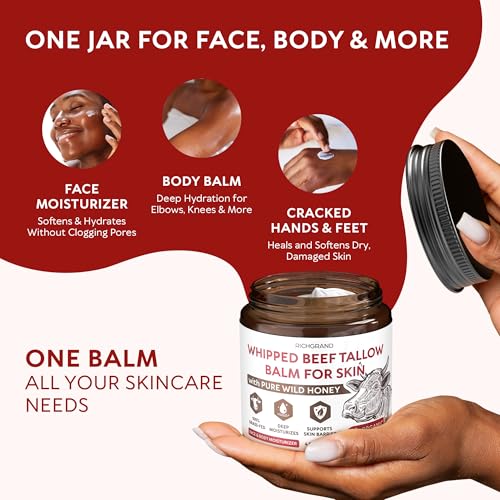Grass Fed Beef Tallow Balm with Honey - Face & Body Moisturizer