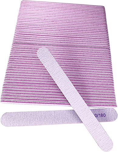 50 Pcs Double-Sided Nail Files - 100/180 Grit Emery Boards for Acrylic & Natural Nails