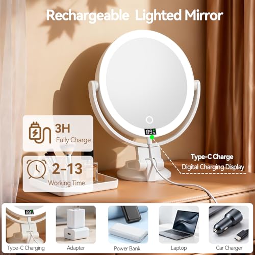 Shinowa 20X Magnifying Wall-Mounted Makeup Mirror with Lights