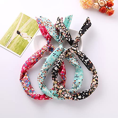6Pcs Twist Bow Headbands with Wired Rabbit Ears