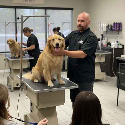 Ladybird Line 415 Pet Groomer and Barber Front Zipper Jacket with Collar and 2 Pockets, Ideal for Hair Barbers & Groomers