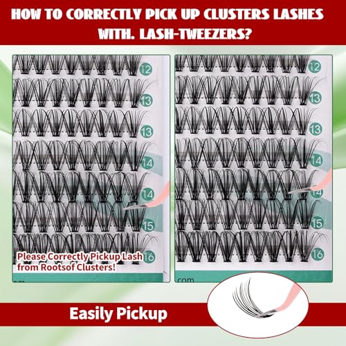 FADVAN 280pc Lash Clusters 8-16mm Mix, 0.07mm 20D Volume Extensions