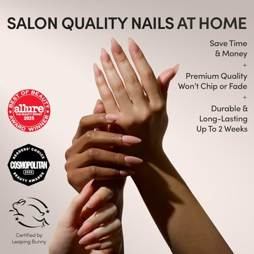 Glamnetic Press On Nails - Sheer Pink Medium Almond 30 Kit