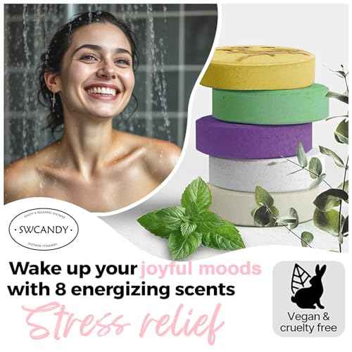 Shower Steamers Aromatherapy Travel Essentials for Women- SWCANDY 8 Pcs Bath Bombs Birthday Gifts for Men, Sister, Shower Bombs Stocking Stuffers Christmas Gifts Fruity