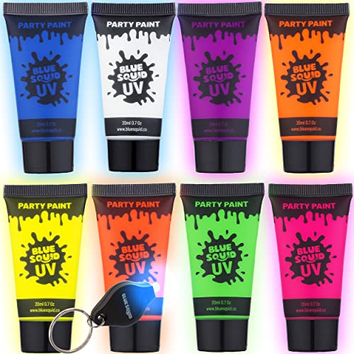Blue Squid UV Body Paint Kit - 8 Neon Glow Colors