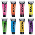 Moon Glow - Blacklight UV Glitter Face & Body Gel - 12ml Set of 8 - Blacklight Face Paint - glows brightly under Blacklight