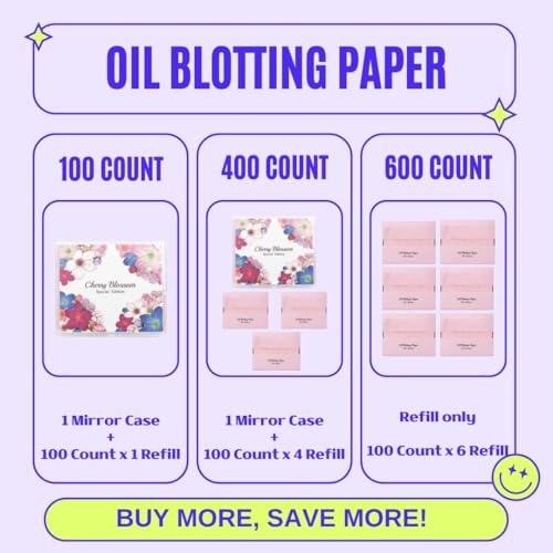 Oil Blotting Paper 100 Sheets Korean with Mirror Case