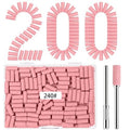 200 Pcs Pink Nail Drill Bits Sanding Bands 240 Grit & Mandrel