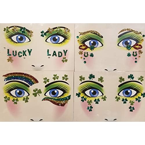 St Patrick's Day Tattoos - Temporary Glitter Face Art | Embellishments Costume for Parade Party School | Over 125 Pieces