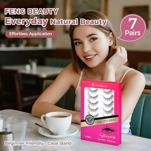 FENG BEAUTY Cat Eye N001 False Eyelashes 7-Pair Natural Wispy Fake Lashes