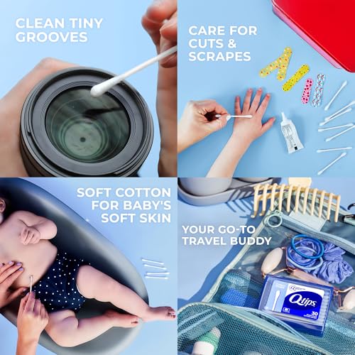 Q-tips Organic Cotton Swabs 400 Count + Travel-Size 30 Count - Gentle Baby & Beauty Care