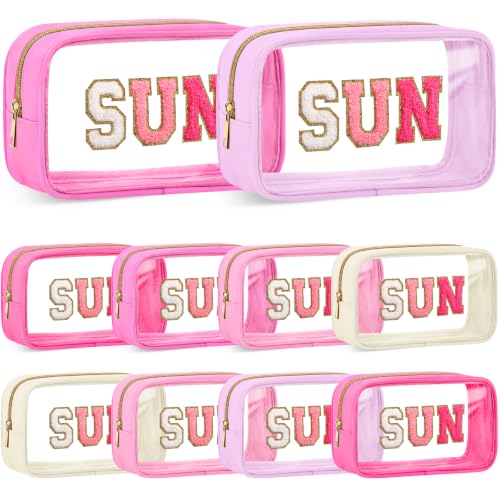 Clear Makeup Bags with Zipper 10 Pack in 5 Gradient Pink