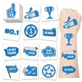 Blue Team Spirit Temporary Tattoos, 100 Pcs 20 Designs