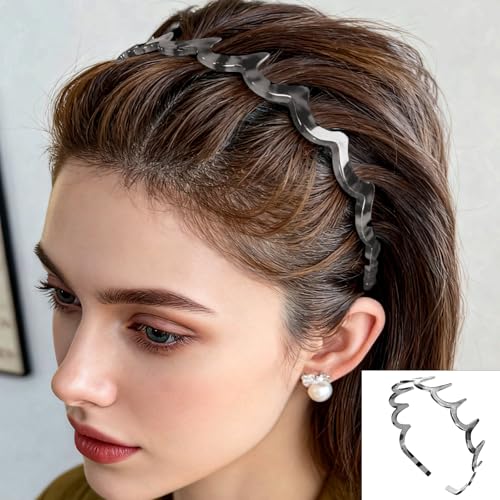 6 Pack Non-Slip Teeth Headbands with Comb - Women & Men