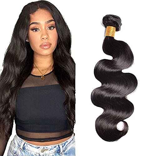 Human Hair Bundles Body Wave Bundles 24 Inch 1 Bundle 100 Gram/Bundle Unprocessed Brazilian Virgin Hair #1B Natural Color Body Wave Human Hair Extensions