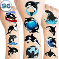 96 PCS Orca Pre-Cut Whale Birthday Party Decorations Favors Supplies Sea Ocean Killer Whale Temporary Tattoos Stickers for Girls Boys Cute Gifts School Prizes Rewards