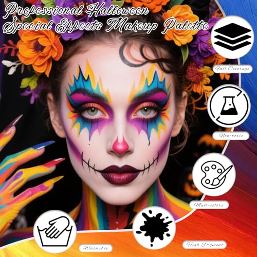 PASNOWFU 6-Color Green Face & Body Paint Palette – SFX Makeup, Witch Edition