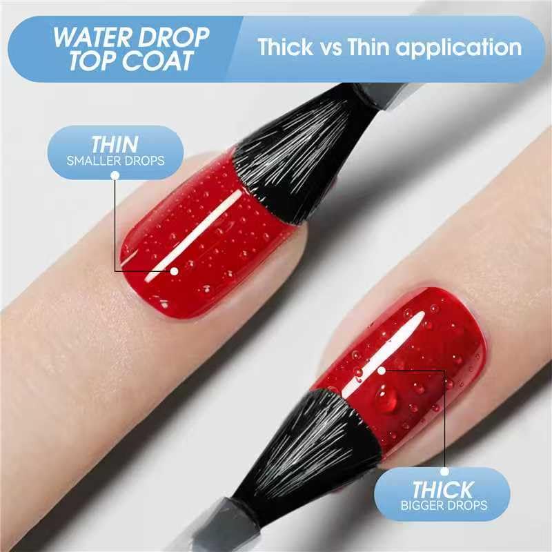 Beyad 2Pcs Water Drop Gel Top Coat 3D Effect Nail Art Glossy Finish Clear