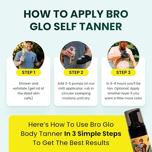 Bro Glo Self Tanner for Men - Quick Dry Foam Mousse 6.76oz