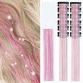 12PCS Pink Hair Tinsel Extensions 23 Inch Clip-In