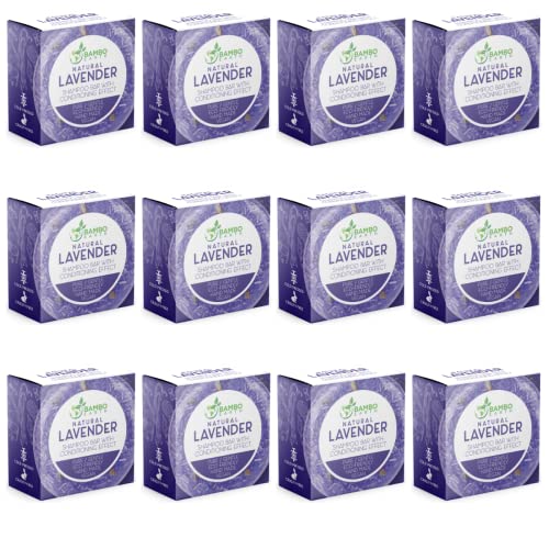 Solid Shampoo Bar And Conditioner Effect Hair Soap ? 12 Pack Natural Shampoo Bars For Hair With Plant Based Essential Oils And Eco Friendly Zero Waste Biodegradable Packaging (Lavender Pack Of 12)
