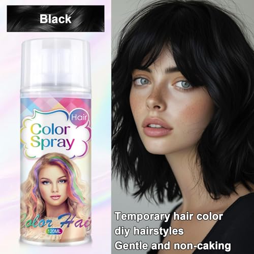 Temporary Hair Color Spray Black - Washable One-Day Dye