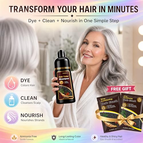 Silver Gray Hair Dye Shampoo - 3-in-1 Color & Condition