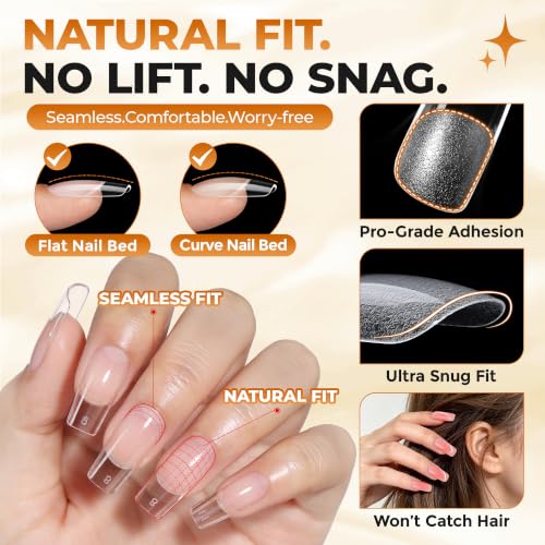 UNA GELLA Medium Square Nail Tips Kit 120Pcs with 15ml Glue - Variation: Medium Square Nail Kit
