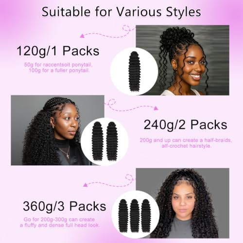 Nvnvdij Deep Wave Miracle Knots Crochet Hair 22 Inch Natural Black, Knotless Feather Crochet Extensions for Black Women