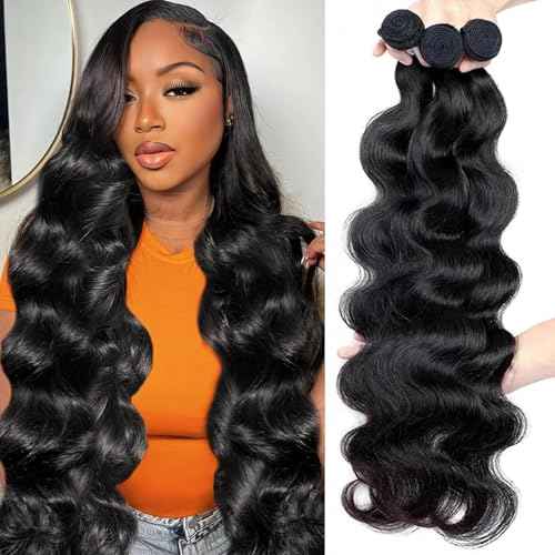 Body Wave Bundles Human Hair 12A Brazilian Human Hair Bundles Quick Weave Hair Extensions Natural Black 16 18 20 Inch