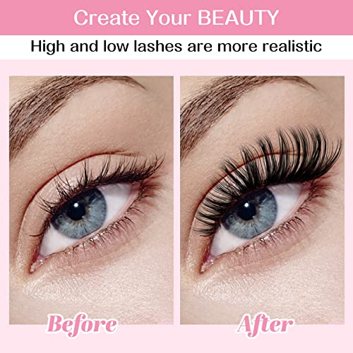 280 Pcs Individual Lashes 30D+40D Mixed Lash Clusters 14 Rows Cluster Lashes that Look Like Eyelash Extensions DIY Lash Extension Self Application At Home (30+40-C-12-18mix)