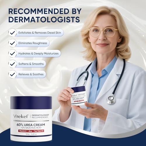 VREKEF Urea Cream 60% with Salicylic Acid for Dry Cracked Feet - 5.29 oz