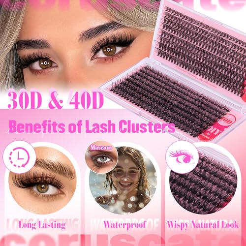 Lash Clusters Wispy 480pcs Eyelash Clusters 30D 40DCluster Eyelash Extensions 9-16mm Individual Lashes Natural False Eyelashes Cluster Lashes Extension DIY at Home by CORUSCATE
