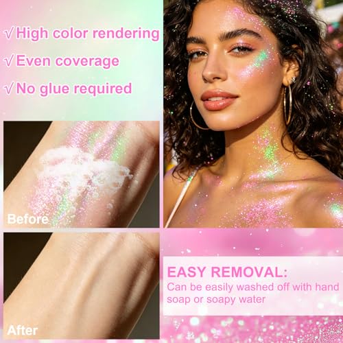 Roll-On Body Glitter Gel – Holographic Chameleon Shimmer