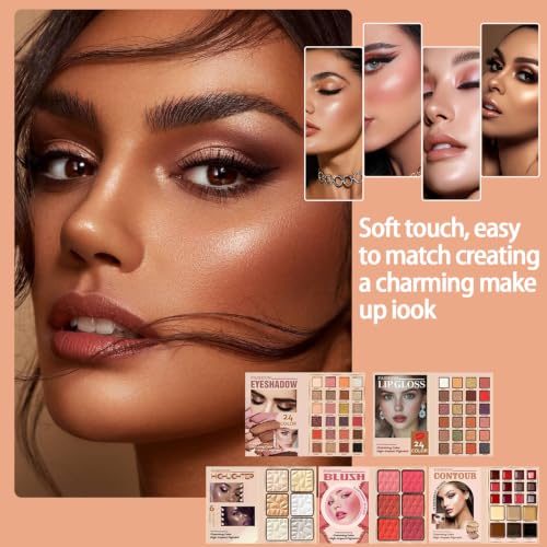 Katiluxiya All-in-One Makeup Gift Set with 78 Colors - Eyeshadow, Lip Gloss & More