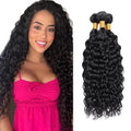 WuvuSnm Human Hair Water Wave Bundles Natural Black 28-32 Inch - #1BWT Variation