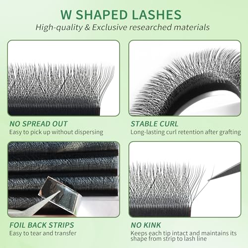 W Eyelash Extensions 3D Volume Premade Fan Natural Soft Matte Lash Professional Salon Supplies (3D,0.07,C,12mm)