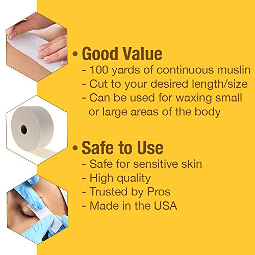 Gigi Epilating Muslin Roll ? Wax Strips for Hair Removal, Natural Muslin Wax Roll for Face & Body, 3.25-inch X 100 Yards
