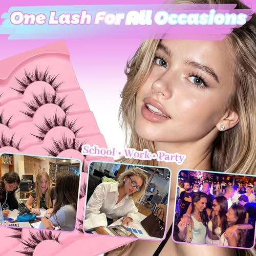 Losha Natural Manga Lashes - 7 Pairs Wispy Cat Eye Eyelashes