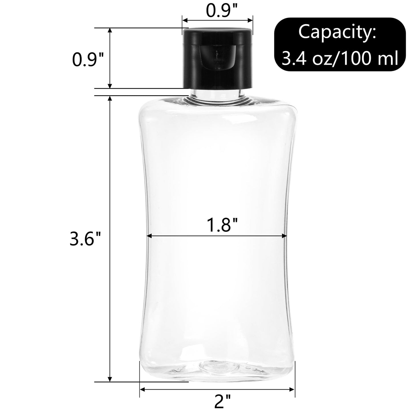 ELFULLY 40 Pack Travel Bottles with Flip Cap, 3.4 oz Empty Plastic Travel Size Containers, Leak Proof Squeeze Bottles, Clear Refillable Cosmetic Containers for Toiletries Lotion Shampoo Essential Oil