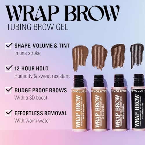 Revolution Wrap Brow Tinted Eyebrow Gel - Ebony Black