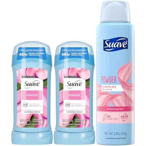 Suave Antiperspirant Deodorant for Women, Powder 2-Pack + Dry Spray ??48H Sweat & Odor Protection, Anti-Staining Formulas, Talc-Free