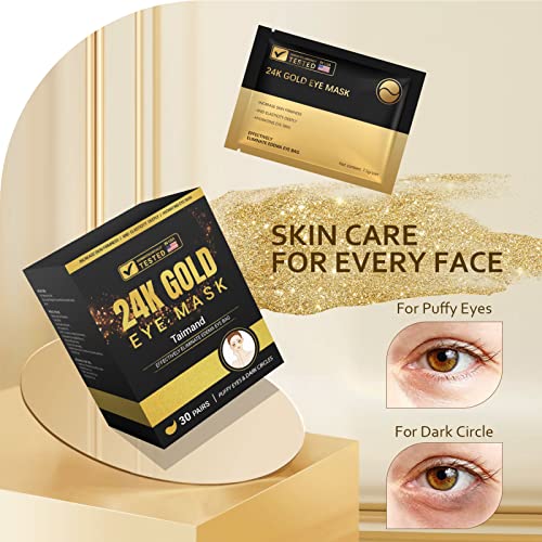 Taimand 24K Gold Under Eye Patches, 30 Pairs for Dark Circles